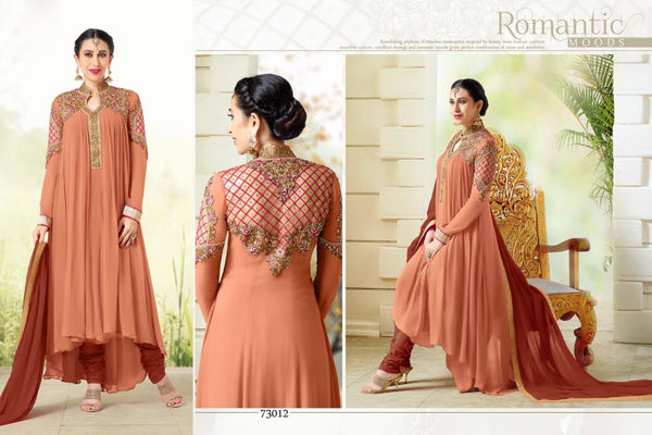 Peach Designer Frock Indian Designer Dress - Asian Party Wear