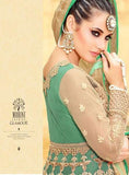 27001 GREEN AND GOLD MOHINI GLAMOUR LEHENGA SUIT - Asian Party Wear