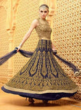 27002 GOLDEN AND NAVY BLUE MOHINI GLAMOUR LEHENGA SUIT - Asian Party Wear