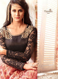 3407 PEACH AND BLACK MAISHA LAVISH 3 PARTY WEAR SUIT - Asian Party Wear