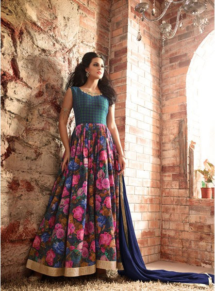 ZMA3408 BLUE AND PINK MAISHA LAVISH 3 PARTY WEAR SUIT - Asian Party Wear