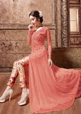 3701-A PEACH MAISHA MASKEEN SILK PRINTED STLYISH LEHENGA - Asian Party Wear