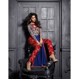 ZMS12010 Blue With Red MAISHA MASKEEN Dress - Asian Party Wear