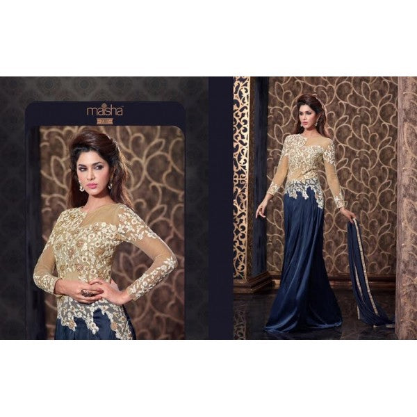 MS2307 - Navy Blue MAISHA HARMAN PARTY WEAR SUIT - Asian Party Wear