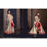 MS2312 - Cream And Red HARMAN PARTY WEAR SUIT - Asian Party Wear