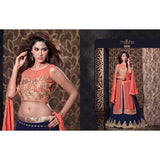 MS2313 - Peach Echo And Blue MAISHA HARMAN PARTY WEAR SUIT - Asian Party Wear