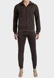 Brown Mens Fleece Lined Designer King Couture 2-Piece Tracksuit - Asian Party Wear