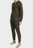 Olive Mens Fleece Lined Designer King Couture 2-Piece Tracksuit - Asian Party Wear