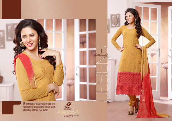 mustard and Red ZEENAT 2 CASUAL WEAR CHIFFON SALWAR SUIT - Asian Party Wear