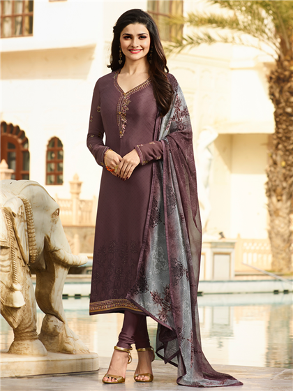 Brown Royal Kaseesh Crepe Silkina Designer Salwar Suit - Asian Party Wear