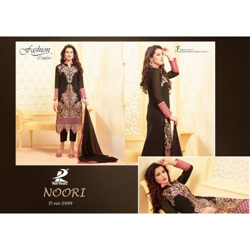 N3999 BLACK NOORI DESIGNER GEORGETTE SALWAR KAMEEZ SUIT - Asian Party Wear