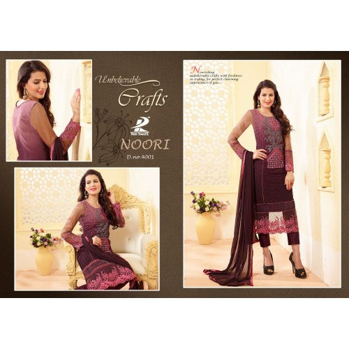 N4001 PLUM NOORI DESIGNER GEORGETTE SALWAR KAMEEZ SUIT - Asian Party Wear