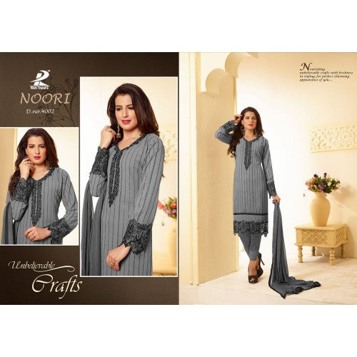 N4002 GREY NOORI DESIGNER GEORGETTE SALWAR KAMEEZ SUIT - Asian Party Wear