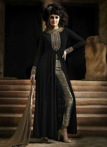 NAKKASHI 3021B ORIGINAL BLACK COLOUR DESIGNER PARTY WEAR SUIT - Asian Party Wear