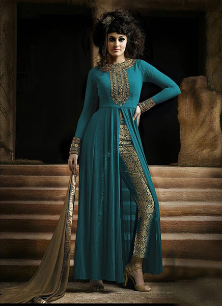 NAKKASHI 3021D ORIGINAL GREEN COLOUR DESIGNER PARTY WEAR SUIT - Asian Party Wear