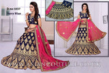 NAVY BLUE ETHNIC PAKISTANI & INDIAN  BRIDAL LEHENGA CHOLI WEDDING WEAR - Asian Party Wear