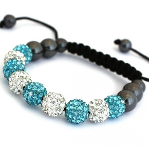 NEW TURQUOISE & WHITE CRYSTAL BALL BRACELET - Asian Party Wear