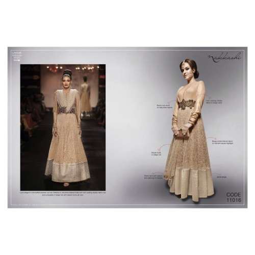 NK11016 - Beige FALL OF CHARM by Nakkashi Designer Wear Dress - Asian Party Wear