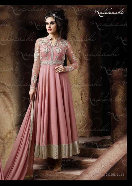 NKC2308 Rose Quartz Pink Nakkashi PARTY WEAR SUIT - Asian Party Wear