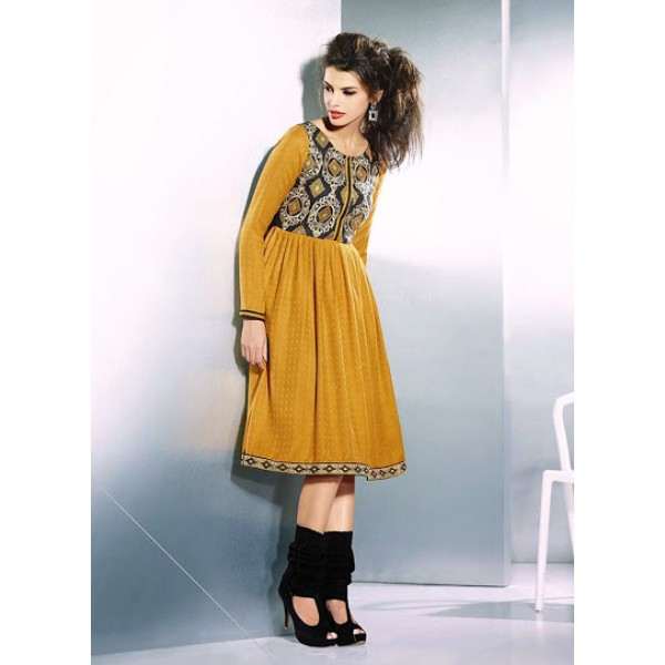 Orange ETHEREAL PASHMINA Winter Wear Indian Design Kurti - Asian Party Wear