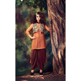 Orange Maroon Designer Patiala Punjabi Suit - Asian Party Wear