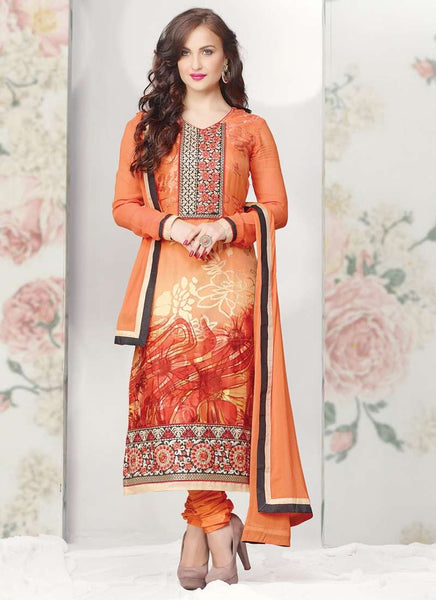 Orange Statuesque Party Wear Brasso Churidar Shalwar Suit - Asian Party Wear