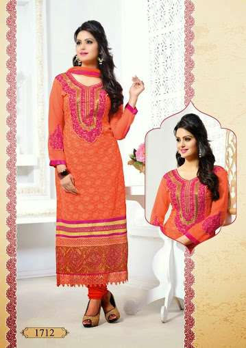 Orange Tamanna 2 Georgette Long Length Salwar Kameez - Asian Party Wear