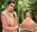 PEACH FLORAL EMBROIDERED EVENING AND WEDDING WEAR GOWN - Asian Party Wear