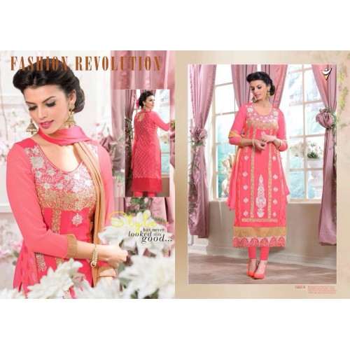 Peach Veera 3 GEORGETTE Casual Wear Salwar Kameez - Asian Party Wear