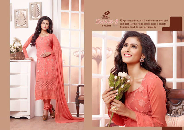 Peach ZEENAT 2 CASUAL WEAR CHIFFON SALWAR SUIT - Asian Party Wear