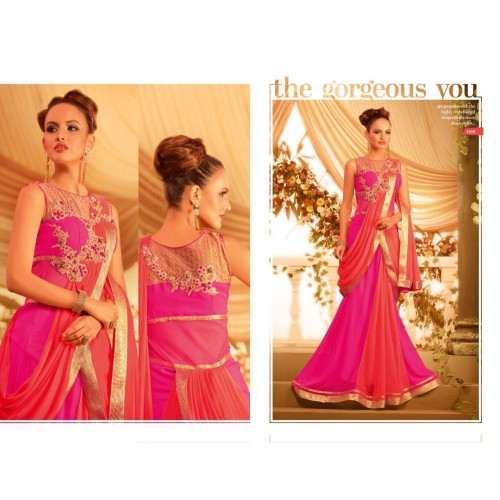 Pink and Gold GOWNS 2 WEDDING WEAR HEAVY EMBROIDERED GOWN - Asian Party Wear