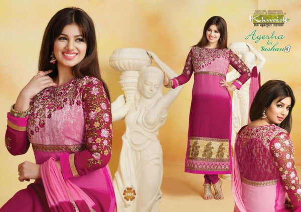 Pink  AYESHA TAKIA Tashan PARTY WEAR SEMI STITCHED SHALWAR KAMEEZ - Asian Party Wear