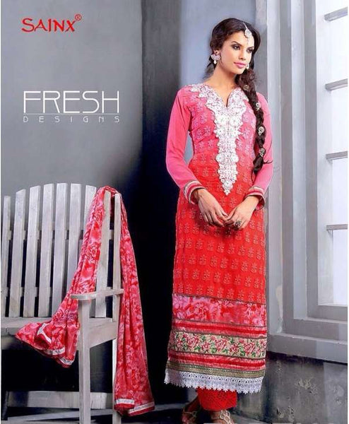 Pinkish Red SAJEELE BY SAINX PARTY WEAR SHALWAR KAMEEZ - Asian Party Wear