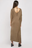 BROWN LOOSE JERSEY KAFTAN DRESS - Asian Party Wear