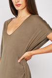 BROWN LOOSE JERSEY KAFTAN DRESS - Asian Party Wear