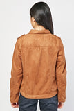 BROWN FRONT POCKET STYLE SUEDETTE JACKET FOR LADIES - Asian Party Wear