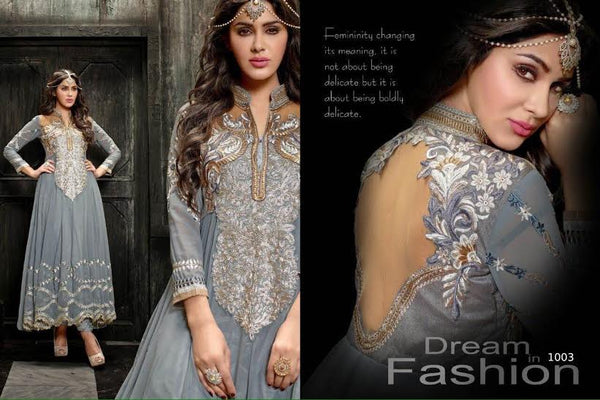 Princess Simayaa 1003 Grey Wedding Wear Anarkali Dress - Asian Party Wear