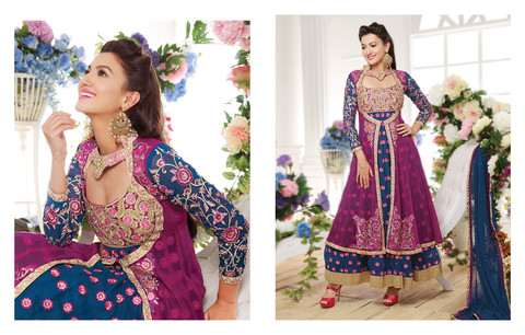 ZMS1505 Purple And Blue Maisha Gauhar khan Party Wedding Wear Suit - Asian Party Wear