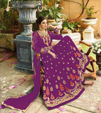 PURPLE EMBROIDERED EVENING AND WEDDING WEAR ANARKALI GOWN - Asian Party Wear