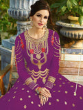 PURPLE EMBROIDERED EVENING AND WEDDING WEAR ANARKALI GOWN - Asian Party Wear