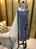 Blue Depths Pakistani Designer Lawn Suit - Asian Party Wear