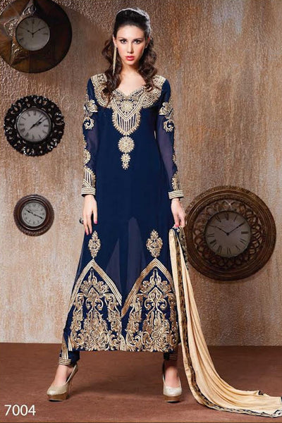 RANGSUTRA 7004 SNORKEL BLUE GEORGETTE ANARKALI STYLE SALWAR KAMEEZ DRESS - Asian Party Wear