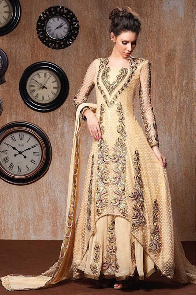 RANGSUTRA 7007 GOLD GEORGETTE ANARKALI STYLE DRESS - Asian Party Wear