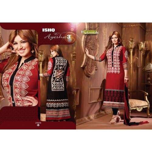 Red and Black AYESHA TAKIA PARTY WEAR ISHQ-E-AYESHA 3 SHALWAR KAMEEZ - Asian Party Wear