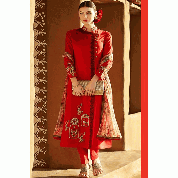 Red Heer By Kimora GEORGETTE Anarkali Suit - Asian Party Wear