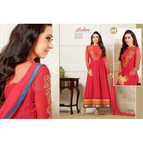 Red Anarkali Frock Indian Party Wear Dress - Asian Party Wear