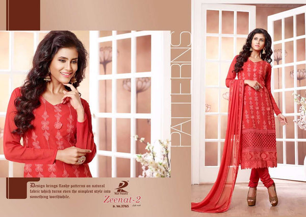 Red ZEENAT 2 CASUAL WEAR CHIFFON SALWAR SUIT - Asian Party Wear