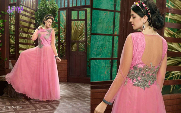 Rose Quartz Pink SAYNA ADA WEDDING WEAR HEAVY EMBROIDERED GOWN - Asian Party Wear