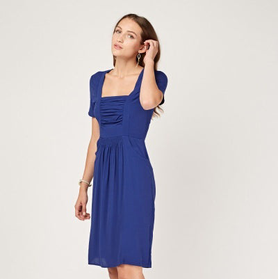 Women Girls’ Classic Blue Square Neck Midi Dress - Asian Party Wear