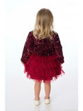 ZKD-001 GIRLS KIDS GORGEOUS RED DRESS WITH SEQUIN VELOUR BOLERO JACKET PARTY 1-5 Yrs - Asian Party Wear